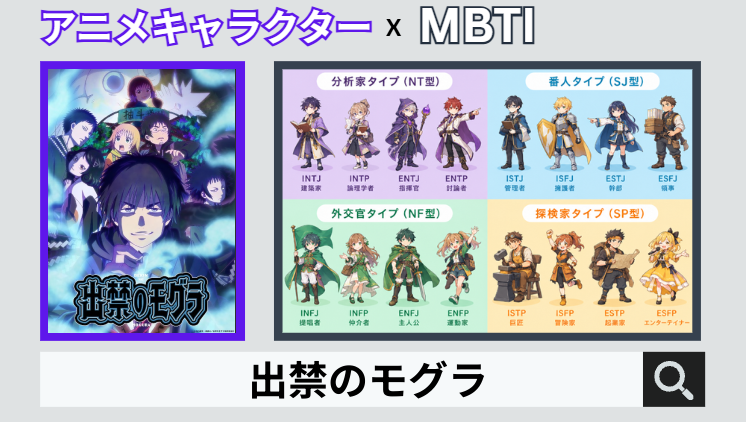 出禁のモグラのキャラクターMBTI一覧