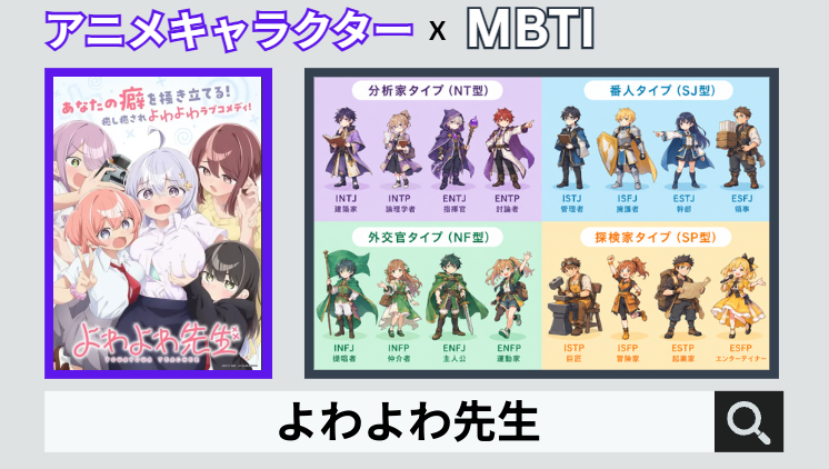 よわよわ先生のキャラクターMBTI一覧