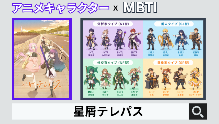 星屑テレパスのキャラクターMBTI一覧